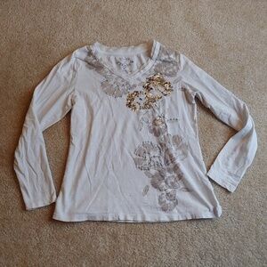 Sonoma white floral long sleeve v neck shirt